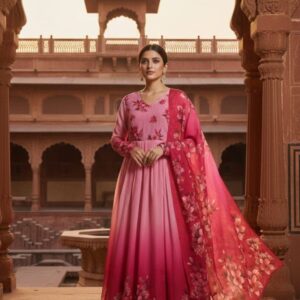 elegant floral ghera set