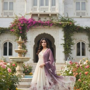 elegant floral ghera set